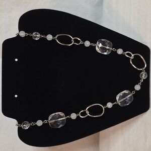 Elegant Silver and Clear Beaded Necklace
